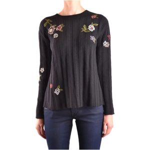 RED Valentino, Bloemen Boho Oversized Trui Zwart, Dames, Maat:S