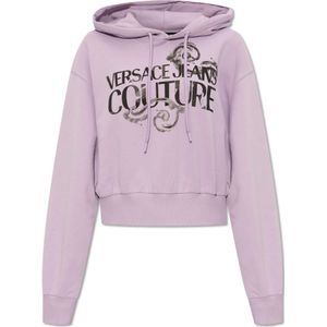 Versace Jeans Couture, Katoenen hoodie Paars, Dames, Maat:S