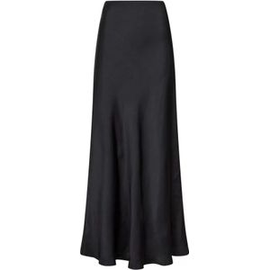 Neo Noir, Rokken, Dames, Zwart, XS, Satijn, Elegant Bias Cut Sateen Maxi Skirt