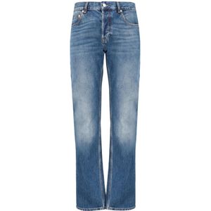 Alexander McQueen, Jeans, Heren, Blauw, XL, Denim, Blauwe Denim Straight Leg Jeans