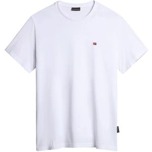 Napapijri, Witte Casual T-shirt met Logo Borduursel Wit, Heren, Maat:S