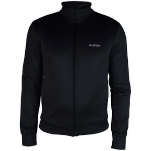 Valentino Garavani, Sweatshirts & Hoodies, Heren, Zwart, S, Polyester, Zwarte Jersey Rits Vest
