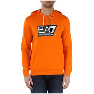 Emporio Armani Ea7, Sweatshirts & Hoodies, Heren, Oranje, XL, Katoen, Katoenen hoodie met logo print