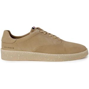 Tommy Hilfiger, Schoenen, Heren, Beige, 44 EU, Leer, Beige Leren Sneakers met Veters