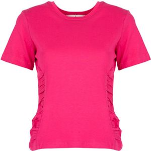 Silvian Heach, Tops, Dames, Roze, 2Xs, Katoen, Aansluitend T-Shirt met Ronde Hals