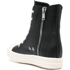 Rick Owens, Schoenen, Dames, Zwart, 41 EU, Zwarte Sneakers met Veters en Rits