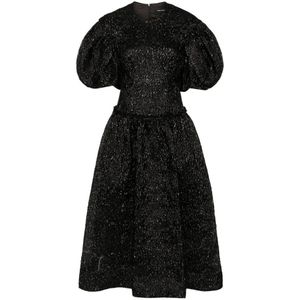 Simone Rocha, Kleedjes, Dames, Zwart, S, Zwarte Petal Sleeve Korsetjurk