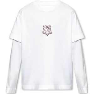 Givenchy, T-shirt met lange mouwen Wit, Heren, Maat:3XL