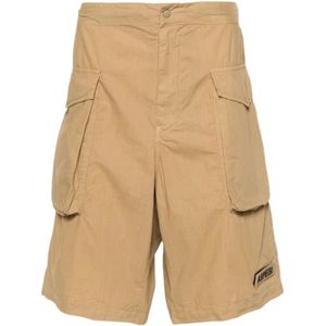 Aspesi, Korte broeken, Heren, Beige, L, Katoen, Katoenen Bermuda Shorts met Logo Patch