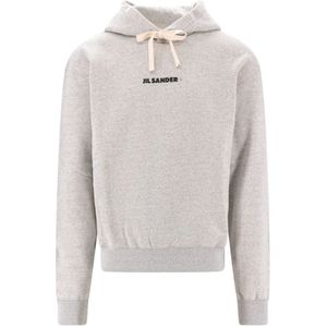 Jil Sander, Sweatshirts & Hoodies, Heren, Grijs, L, Katoen, Grijze Katoenen Oversized Sweatshirt Aw 23