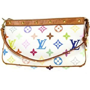 Louis Vuitton Vintage, Pre-owned, Dames, Wit, ONE Size, Leer, Pre-owned Canvas clutches