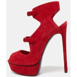 Casadei Pre-owned, Pre-owned, Dames, Rood, 40 EU, Pre-owned Suede sandals