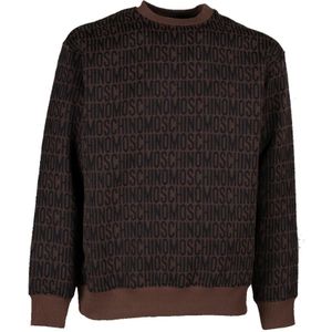 Moschino, Sweatshirts & Hoodies, Heren, Bruin, S, Katoen, Bruine Allover Print Sweatshirt