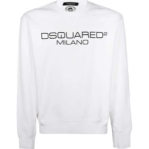 Dsquared2, Sweatshirts & Hoodies, Heren, Wit, S, Katoen, Sweatshirts