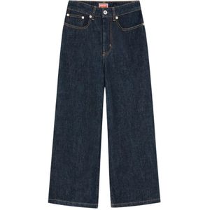 Kenzo, Jeans, Dames, Blauw, W26, Denim, Vintage Wide-Leg Cropped Jeans