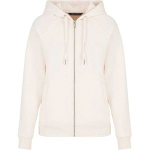 Armani Exchange, Sweatshirts & Hoodies, Dames, Beige, M, Katoen, Hoodie met rits Wit