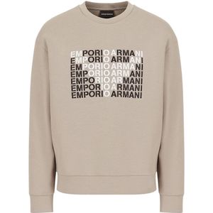 Emporio Armani, Sweatshirts & Hoodies, Heren, Grijs, M, Katoen, Grafisch Geborduurde Adelaar Sweater