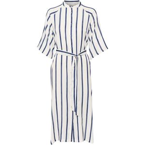 My Essential Wardrobe, Kleedjes, Dames, Veelkleurig, M, Gestreepte Overhemdjurk Sneeuwwit Blauwe Streep