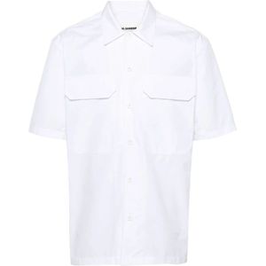 Jil Sander, Overhemden, Heren, Wit, XL, Katoen, Short Sleeve Shirts