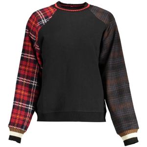 Desigual, Sweatshirts & Hoodies, Dames, Veelkleurig, L, Katoen, Zwarte Logo Sweatshirt Ronde Hals Vrouwen