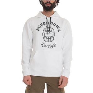 Boss, Sweatshirts & Hoodies, Heren, Wit, XL, Katoen, W-Receiver-Nfl Sweatshirt with hood