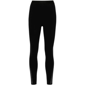 Wolford, Zwarte Super-Skinny Broek met Logo Tailleband Zwart, Dames, Maat:L