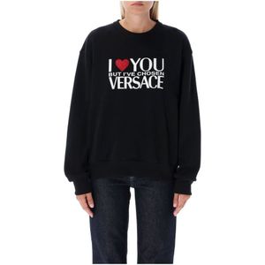 Versace, Sweatshirts & Hoodies, Dames, Zwart, S, Katoen, Dameskleding Gebreide kleding