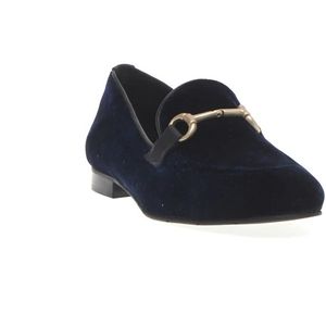 Poesie Veneziane, Schoenen, Dames, Blauw, 40 EU, Blauwe fluwelen instapper met gesp