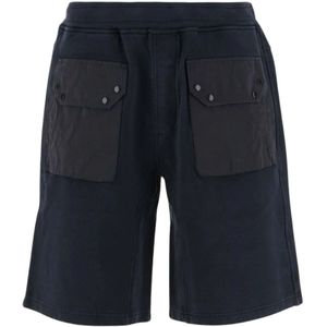 Ten C, Korte broeken, Heren, Blauw, M, Katoen, Katoenen Elastische Taille Navy Shorts