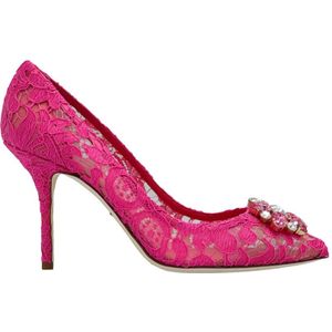 Dolce & Gabbana, Schoenen, Dames, Roze, 36 1/2 EU, Kant stiletto pumps