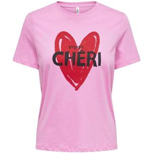 Only, Tops, Dames, Roze, S, Katoen, T-Shirts