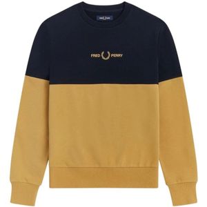 Fred Perry, Sweatshirt met kleurblokken en geborduurd logo Veelkleurig, Heren, Maat:XL