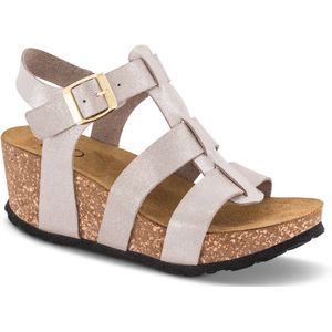 B&Co, Schoenen, Dames, Roze, 37 EU, Leer, Metallic Strap Sleehak Sandaal