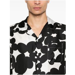 Marni, Overhemden, Heren, Zwart, M, Bloemenprint Zijden Camp Kraag Shirt