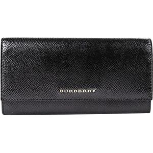 Burberry, Accessoires, Dames, Zwart, ONE Size, Leer, Stijlvolle Zwarte Leren Portemonnee/Pashouder