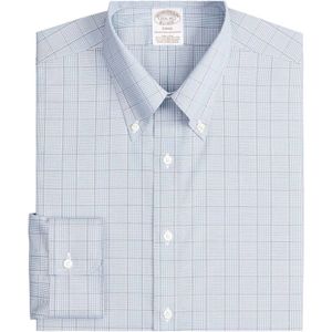 Brooks Brothers, Overhemden, Heren, Blauw, XL, Katoen, Soho extra-slanke fit niet-ijzeren overhemd, vastberaden button-down kraag