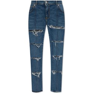 Alexander McQueen, Jeans, Dames, Blauw, W26, Versleten jeans