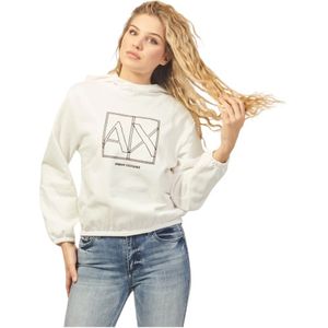 Armani Exchange, Sweatshirts & Hoodies, Dames, Wit, XS, Katoen, Witte Hoodie French Terry Logo Print