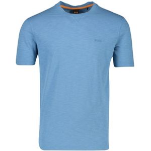 Hugo Boss, Tops, Heren, Blauw, L, Katoen, Blauw Ronde Hals Katoenen T-shirt