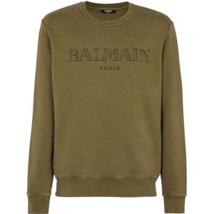 Balmain, Sweatshirts & Hoodies, Heren, Groen, 3Xl, Katoen, Vintage sweatshirt