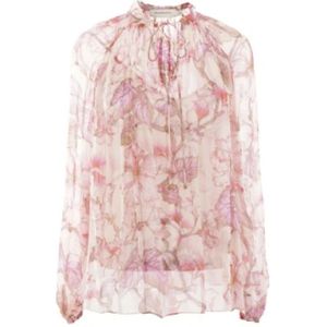 Zimmermann, Blouse met Bloemenprint en Hoge Kraag Rood, Dames, Maat:M