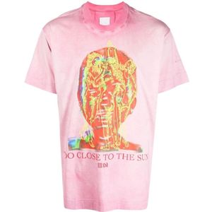 Givenchy, Grafische Print Katoenen T-shirt in Roze Roze, Heren, Maat:S
