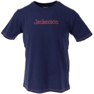 Jeckerson, Blauw Print Slim Fit T-shirt Blauw, Heren, Maat:L