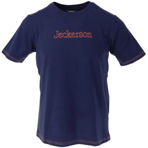 Jeckerson, Tops, Heren, Blauw, L, Katoen, Blauw Print Slim Fit T-shirt