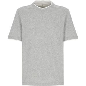 Brunello Cucinelli, Grijze Katoenen T-shirt voor Mannen Grijs, Heren, Maat:XL