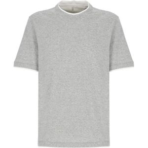 Brunello Cucinelli, Tops, Heren, Grijs, XL, Katoen, Grijze Katoenen T-shirt voor Mannen