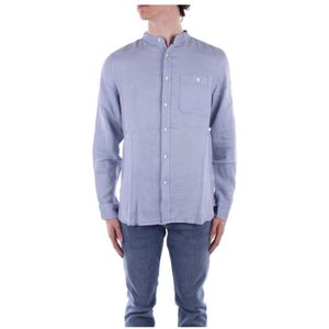 Woolrich, Overhemden, Heren, Blauw, M, Linnen, Casual Shirts