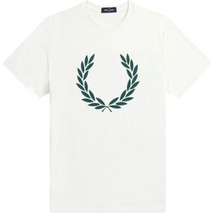 Fred Perry, Tops, Heren, Wit, XL, Katoen, Laurel Wreath Print T-Shirt