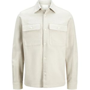 Jack & Jones, Jassen, Heren, Beige, XL, Katoen, Zomer Zand Overshirt Melange Solid Shirt