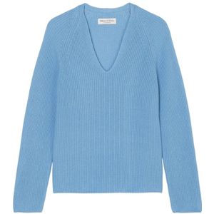 Marc O'Polo, Gebreide trui met V-hals, relaxed Blauw, Dames, Maat:XL